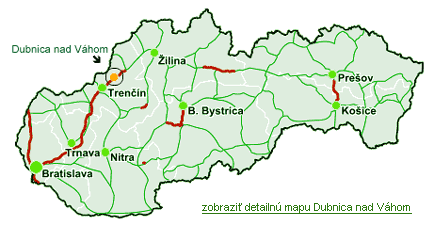 Mapa Slovensko - poloha Dubnica nad Váhom